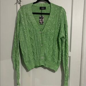 NWT Cider Cable Knit Long Sleeve Cardigan 100% cotton Size Large